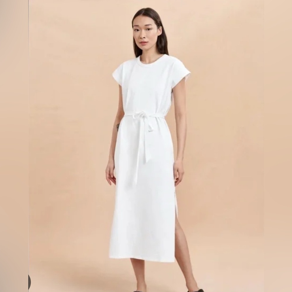 La Ligne Andrea White Tie-Waist Midi Dress